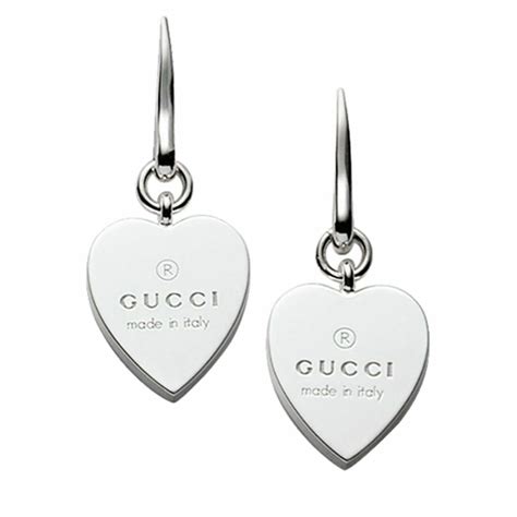 gucci silver heart dangle earrings